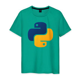 Мужская футболка хлопок с принтом Python в Рязани, 100% хлопок | прямой крой, круглый вырез горловины, длина до линии бедер, слегка спущенное плечо. | Тематика изображения на принте: code | codes | pyhton | код | коды | питон | программирование | язык программирования