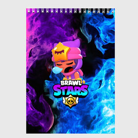 Скетчбук с принтом BRAWL STARS SANDY в Рязани, 100% бумага
 | 48 листов, плотность листов — 100 г/м2, плотность картонной обложки — 250 г/м2. Листы скреплены сверху удобной пружинной спиралью | 8 bit | 8 бит | bibi | brawl stars | crow | el brown | leon | leon shark | max | mr.p | sally leon | sandy | shark | stars | tara | virus | werewolf | акула | биби | вирус | ворон | леон | оборотень | пингвин