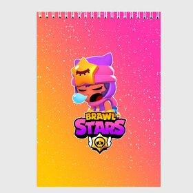 Скетчбук с принтом BRAWL STARS SANDY в Рязани, 100% бумага
 | 48 листов, плотность листов — 100 г/м2, плотность картонной обложки — 250 г/м2. Листы скреплены сверху удобной пружинной спиралью | 8 bit | 8 бит | bibi | brawl stars | crow | el brown | leon | leon shark | max | mr.p | sally leon | sandy | shark | stars | tara | virus | werewolf | акула | биби | вирус | ворон | леон | оборотень | пингвин