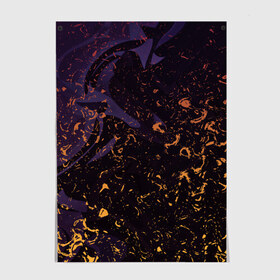 Постер с принтом Flame in the night в Рязани, 100% бумага
 | бумага, плотность 150 мг. Матовая, но за счет высокого коэффициента гладкости имеет небольшой блеск и дает на свету блики, но в отличии от глянцевой бумаги не покрыта лаком | абстракция | линии | огонь | пламя | узор | фиолетовый