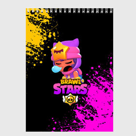 Скетчбук с принтом BRAWL STARS SANDY в Рязани, 100% бумага
 | 48 листов, плотность листов — 100 г/м2, плотность картонной обложки — 250 г/м2. Листы скреплены сверху удобной пружинной спиралью | 8 bit | 8 бит | bibi | brawl stars | crow | el brown | leon | leon shark | max | mr.p | sally leon | sandy | shark | stars | tara | virus | werewolf | акула | биби | вирус | ворон | леон | оборотень | пингвин