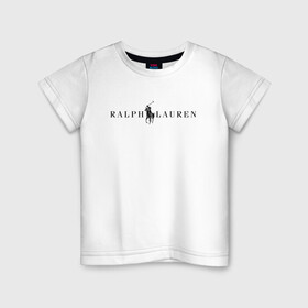 Детская футболка хлопок с принтом Ralph Lauren в Рязани, 100% хлопок | круглый вырез горловины, полуприлегающий силуэт, длина до линии бедер | Тематика изображения на принте: ralph lauren | богато | бренд | всадник | дорого | крикет | лаурен | лошадь | минимализм | поло | премиум | ральф | ральфлаурен | свитшот | тренд | футболка