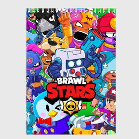 Скетчбук с принтом BRAWL STARS 8-BIT в Рязани, 100% бумага
 | 48 листов, плотность листов — 100 г/м2, плотность картонной обложки — 250 г/м2. Листы скреплены сверху удобной пружинной спиралью | 8 bit | 8 бит | bibi | brawl stars | crow | el brown | leon | leon shark | max | mr.p | sally leon | shark | stars | virus | werewolf | акула | биби | вирус | ворон | леон | оборотень | пингвин