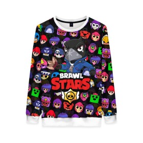 Женский свитшот 3D с принтом BRAWL STARS CROW в Рязани, 100% полиэстер с мягким внутренним слоем | круглый вырез горловины, мягкая резинка на манжетах и поясе, свободная посадка по фигуре | 8 bit | 8 бит | bibi | brawl stars | crow | el brown | leon | leon shark | max | mr.p | sally leon | shark | stars | virus | werewolf | акула | биби | вирус | ворон | леон | оборотень | пингвин