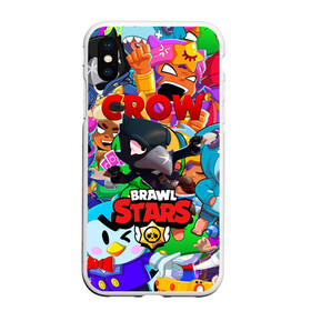 Чехол для iPhone XS Max матовый с принтом BRAWL STARS CROW в Рязани, Силикон | Область печати: задняя сторона чехла, без боковых панелей | 8 bit | 8 бит | bibi | brawl stars | crow | el brown | leon | leon shark | max | mr.p | sally leon | shark | stars | virus | werewolf | акула | биби | вирус | ворон | леон | оборотень | пингвин