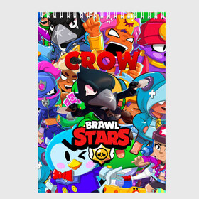 Скетчбук с принтом BRAWL STARS CROW в Рязани, 100% бумага
 | 48 листов, плотность листов — 100 г/м2, плотность картонной обложки — 250 г/м2. Листы скреплены сверху удобной пружинной спиралью | 8 bit | 8 бит | bibi | brawl stars | crow | el brown | leon | leon shark | max | mr.p | sally leon | shark | stars | virus | werewolf | акула | биби | вирус | ворон | леон | оборотень | пингвин