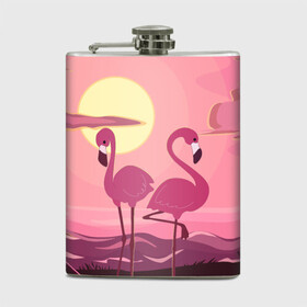 Фляга с принтом фламинго в Рязани, металлический корпус | емкость 0,22 л, размер 125 х 94 мм. Виниловая наклейка запечатывается полностью | flamingo | pink | арт | животные | искусство | картина | пейзаж | природа | пруд | рисунок | розовый | фламинго