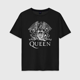 Женская футболка хлопок Oversize с принтом QUEEN в Рязани, 100% хлопок | свободный крой, круглый ворот, спущенный рукав, длина до линии бедер
 | queen | rock | брайан мэи | группа queen | группа квин | джон дикон | квин | королева | король | роджер тейлор | рок | фредди меркьюри