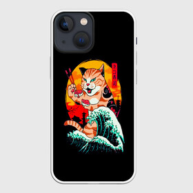 Чехол для iPhone 13 mini с принтом Котейка в Рязани,  |  | animal | anime | art | cat | japan | meme | samurai | аниме | арт | волна | животное | закат | иероглефы | кот | кошка | мем | прикол | прикольная | природа | сакура | самурай | суши | юмор | япония