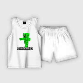 Детская пижама с шортами хлопок с принтом MINECRAFT в Рязани,  |  | block | creeper | cube | minecraft | pixel | блок | геометрия | крафт | крипер | кубики | майнкрафт | пиксели