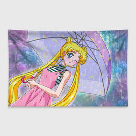 Флаг-баннер с принтом Sailor Moon в Рязани, 100% полиэстер | размер 67 х 109 см, плотность ткани — 95 г/м2; по краям флага есть четыре люверса для крепления | baby | bunny | girl | like | pink | sailormoon | usagi | вода капли | воин | волосы | глаза | девушка | дождь | зайчик | зонтик | котик | кролик | лето | луна | малышка | матроска | небо | облака | природа | радуга | розовый