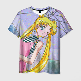 Мужская футболка 3D с принтом Sailor Moon в Рязани, 100% полиэфир | прямой крой, круглый вырез горловины, длина до линии бедер | Тематика изображения на принте: baby | bunny | girl | like | pink | sailormoon | usagi | вода капли | воин | волосы | глаза | девушка | дождь | зайчик | зонтик | котик | кролик | лето | луна | малышка | матроска | небо | облака | природа | радуга | розовый