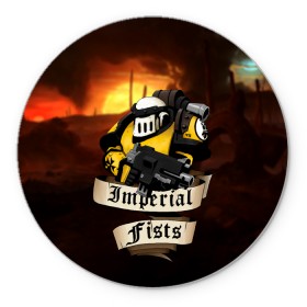 Коврик для мышки круглый с принтом Imperial Fists (Warhammer 40000) в Рязани, резина и полиэстер | круглая форма, изображение наносится на всю лицевую часть | adeptus astartes | horus heresy | imperial fists | space marine | warhammer 40000