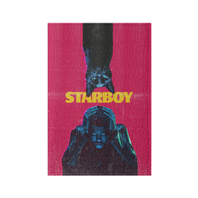 Обложка для паспорта матовая кожа с принтом STARBOY в Рязани, натуральная матовая кожа | размер 19,3 х 13,7 см; прозрачные пластиковые крепления | Тематика изображения на принте: blinding lights | heartless | starboy | the weekend | уикенд