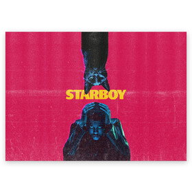 Поздравительная открытка с принтом STARBOY в Рязани, 100% бумага | плотность бумаги 280 г/м2, матовая, на обратной стороне линовка и место для марки
 | blinding lights | heartless | starboy | the weekend | уикенд