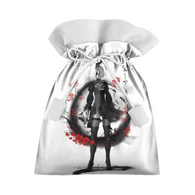 Подарочный 3D мешок с принтом 2B Ink Sakura dawn в Рязани, 100% полиэстер | Размер: 29*39 см | Тематика изображения на принте: 2a | 2b | 9s | andoird | ink | japanese | kanji | nier automata | nuar | sakura | yohra | андроид | кандзи | нуар | сакура | чернила | япония