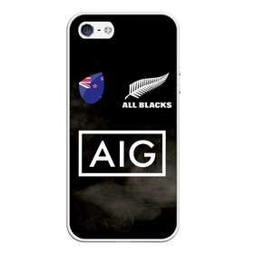 Чехол для iPhone 5/5S матовый с принтом ALL BLACKS в Рязани, Силикон | Область печати: задняя сторона чехла, без боковых панелей | Тематика изображения на принте: all blacks | new zealandd | rugby | новая зеландия | олл блэкс | регби | хака