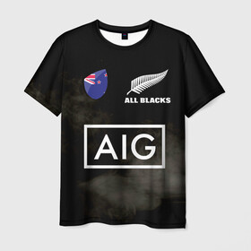 Мужская футболка 3D с принтом ALL BLACKS в Рязани, 100% полиэфир | прямой крой, круглый вырез горловины, длина до линии бедер | all blacks | new zealandd | rugby | новая зеландия | олл блэкс | регби | хака
