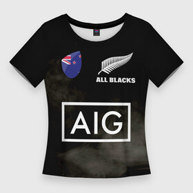 Женская футболка 3D Slim с принтом ALL BLACKS в Рязани,  |  | Тематика изображения на принте: all blacks | new zealandd | rugby | новая зеландия | олл блэкс | регби | хака