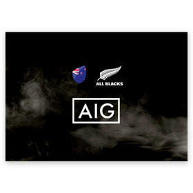 Поздравительная открытка с принтом ALL BLACKS в Рязани, 100% бумага | плотность бумаги 280 г/м2, матовая, на обратной стороне линовка и место для марки
 | all blacks | new zealandd | rugby | новая зеландия | олл блэкс | регби | хака