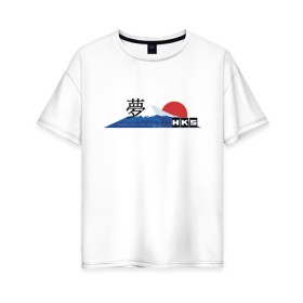 Женская футболка хлопок Oversize с принтом HKS Japan JDM в Рязани, 100% хлопок | свободный крой, круглый ворот, спущенный рукав, длина до линии бедер
 | 