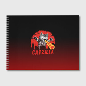 Альбом для рисования с принтом CATZILLA в Рязани, 100% бумага
 | матовая бумага, плотность 200 мг. | catzilla | годзилла | кот | котик | кошка | кэтзилла | мимими | прикол | прикольная