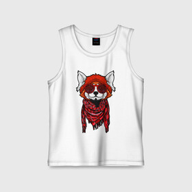 Детская майка хлопок с принтом Красная панда в Рязани,  |  | cool | cute | fashion | panda | red | в очках | забавная | красная | крутая | милая | модная | очки | панда | пандарен | пандочка | пандочки | панды | смешная | солнечные очки | улыбается