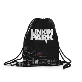 Рюкзак-мешок 3D с принтом LINKIN PARK в Рязани, 100% полиэстер | плотность ткани — 200 г/м2, размер — 35 х 45 см; лямки — толстые шнурки, застежка на шнуровке, без карманов и подкладки | chester bennington | linkin park | mike shinoda | альтернативный метал | альтернативный рок | линкин парк | майк шинода | ню метал | поп музыка | поп рок | рэп метал | рэп рок | электроник рок