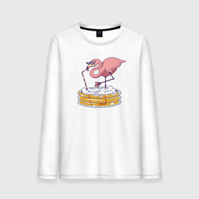 Мужской лонгслив хлопок с принтом Фламинго в Рязани, 100% хлопок |  | bird | flamingo | summer | птица | птицы | фламинго