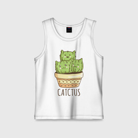 Детская майка хлопок с принтом Catctus в Рязани,  |  | art | cactus | cats | kittens | pot | арт | горшок | кактус | коты | котята | кошки