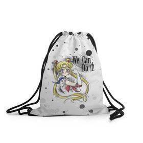 Рюкзак-мешок 3D с принтом Sailor Moon. We can do it! в Рязани, 100% полиэстер | плотность ткани — 200 г/м2, размер — 35 х 45 см; лямки — толстые шнурки, застежка на шнуровке, без карманов и подкладки | Тематика изображения на принте: ami | girl | mizuno | moon | sailor | tsukino | usagi | ами | банни | волшебница | девушка | малышка | махо сёдзё | мидзуно | минако | мун | рэй | сейлор | усаги | хино | цукино | чибиуса