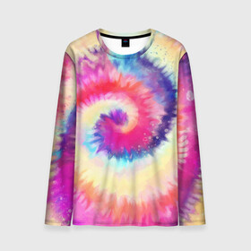 Мужской лонгслив 3D с принтом Tie Dye vortex в Рязани, 100% полиэстер | длинные рукава, круглый вырез горловины, полуприлегающий силуэт | art | hype | maelstrom | swirl | tie dye | trend | vortex | акварель | акрил | арт | буйство | вихрь | дизайн | завихрение | краски | красок | тай дай | торнадо | тренд | трендовая | хайповая