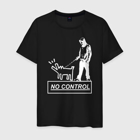 Мужская футболка хлопок с принтом No control - Banksy  в Рязани, 100% хлопок | прямой крой, круглый вырез горловины, длина до линии бедер, слегка спущенное плечо. | banksy | анархизм | андерграунд | антивоенное движение | антиимпериализм | антикапитализм | арт | бенкс | бенкси | бристоль | бэнкс | бэнкси | граффити | из англии | картина | на стене | нигилизм