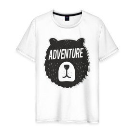 Мужская футболка хлопок с принтом Bear Adventure в Рязани, 100% хлопок | прямой крой, круглый вырез горловины, длина до линии бедер, слегка спущенное плечо. | adventure | altai | altay | animal | bear | follow | forest | hipster | insta | noize | siberia | sibir | style | trip | алтай | лес | медведь | михалыч | миша | поездка | приключение | путешествие | сибирь | хипстер