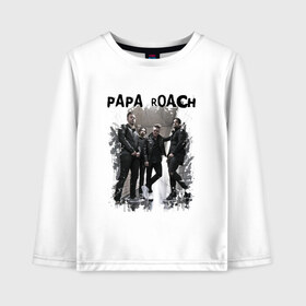 Детский лонгслив хлопок с принтом Papa roach в Рязани, 100% хлопок | круглый вырез горловины, полуприлегающий силуэт, длина до линии бедер | jacoby dakota shaddix | papa roach | альтернативный метал | альтернативный рок | джекоби шэддикс | джерри хортон | коби дик | ню метал | папа роч | рэп метал | тобин эсперанс | тони палермо | хард рок