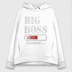 Женское худи Oversize хлопок с принтом Big Boss в Рязани, френч-терри — 70% хлопок, 30% полиэстер. Мягкий теплый начес внутри —100% хлопок | боковые карманы, эластичные манжеты и нижняя кромка, капюшон на магнитной кнопке | art | big boss | boss | inscription | loading | арт | большой босс | босс | загрузка | надпись