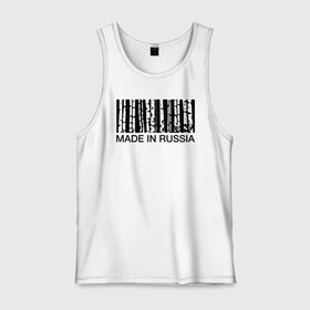 Мужская майка хлопок с принтом Made in Russia в Рязани, 100% хлопок |  | barcode | country | forest | russia | береза | лес | родина | россия | страна | штрихкод