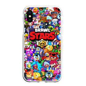 Чехол для iPhone XS Max матовый с принтом BRAWL STARS в Рязани, Силикон | Область печати: задняя сторона чехла, без боковых панелей | bibi | brawl stars | brock | bull | crow | dinomike | el primo | leon | mobile game | nita | poko | ricochet | sandy | shall | stars | tara | бравл старс | ворон | леон | мобильные игры