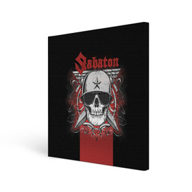 Холст квадратный с принтом Sabaton Army Skull в Рязани, 100% ПВХ |  | battle metal | sabaton | военный рок | йоаким броден | крис рёланд | пар сундстрём | рок | рок группа | хэви метал | шведская группа | шведский рок