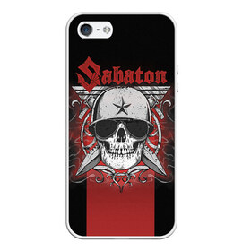 Чехол для iPhone 5/5S матовый с принтом Sabaton Army Skull в Рязани, Силикон | Область печати: задняя сторона чехла, без боковых панелей | Тематика изображения на принте: battle metal | sabaton | военный рок | йоаким броден | крис рёланд | пар сундстрём | рок | рок группа | хэви метал | шведская группа | шведский рок