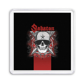 Магнит 55*55 с принтом Sabaton Army Skull в Рязани, Пластик | Размер: 65*65 мм; Размер печати: 55*55 мм | battle metal | sabaton | военный рок | йоаким броден | крис рёланд | пар сундстрём | рок | рок группа | хэви метал | шведская группа | шведский рок