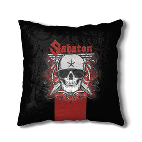 Подушка 3D с принтом Sabaton Army Skull в Рязани, наволочка – 100% полиэстер, наполнитель – холлофайбер (легкий наполнитель, не вызывает аллергию). | состоит из подушки и наволочки. Наволочка на молнии, легко снимается для стирки | Тематика изображения на принте: battle metal | sabaton | военный рок | йоаким броден | крис рёланд | пар сундстрём | рок | рок группа | хэви метал | шведская группа | шведский рок