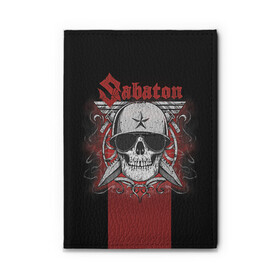 Обложка для автодокументов с принтом Sabaton Army Skull в Рязани, натуральная кожа |  размер 19,9*13 см; внутри 4 больших “конверта” для документов и один маленький отдел — туда идеально встанут права | battle metal | sabaton | военный рок | йоаким броден | крис рёланд | пар сундстрём | рок | рок группа | хэви метал | шведская группа | шведский рок