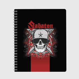 Тетрадь с принтом Sabaton Army Skull в Рязани, 100% бумага | 48 листов, плотность листов — 60 г/м2, плотность картонной обложки — 250 г/м2. Листы скреплены сбоку удобной пружинной спиралью. Уголки страниц и обложки скругленные. Цвет линий — светло-серый
 | Тематика изображения на принте: battle metal | sabaton | военный рок | йоаким броден | крис рёланд | пар сундстрём | рок | рок группа | хэви метал | шведская группа | шведский рок