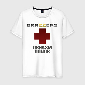 Мужская футболка хлопок с принтом Brazzers orgasm donor в Рязани, 100% хлопок | прямой крой, круглый вырез горловины, длина до линии бедер, слегка спущенное плечо. | Тематика изображения на принте: brazzers | milf | ананизм | бразерс | браззерс | братья | донор | звезда | милф | мо | надпись | прик