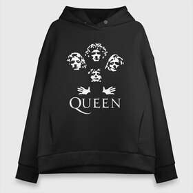 Женское худи Oversize хлопок с принтом QUEEN (НА СПИНЕ) в Рязани, френч-терри — 70% хлопок, 30% полиэстер. Мягкий теплый начес внутри —100% хлопок | боковые карманы, эластичные манжеты и нижняя кромка, капюшон на магнитной кнопке | queen | rock | we will rock you | брайан мэи | группа queen | группа квин | джон дикон | квин | королева | король | роджер тейлор | рок | фредди меркьюри