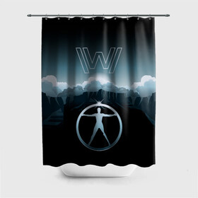 Штора 3D для ванной с принтом Westworld Landscape в Рязани, 100% полиэстер | плотность материала — 100 г/м2. Стандартный размер — 146 см х 180 см. По верхнему краю — пластиковые люверсы для креплений. В комплекте 10 пластиковых колец | vdosadir | westworld | джонатан нолан | западный мир | лиза джой | мир дикого запада | пейзаж