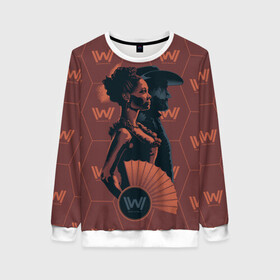 Женский свитшот 3D с принтом Maeve and Hector в Рязани, 100% полиэстер с мягким внутренним слоем | круглый вырез горловины, мягкая резинка на манжетах и поясе, свободная посадка по фигуре | maeve millay | vdosadir | westworld | гектор эскатон | джонатан нолан | западный мир | лиза джой | мейв милли | мир дикого запада