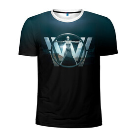 Мужская футболка 3D спортивная с принтом Westworld Logo в Рязани, 100% полиэстер с улучшенными характеристиками | приталенный силуэт, круглая горловина, широкие плечи, сужается к линии бедра | vdosadir | westworld | джонатан нолан | западный мир | лиза джой | мир дикого запада
