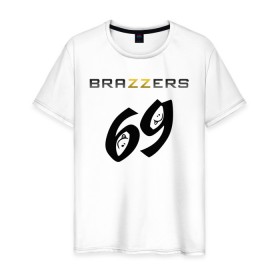 Мужская футболка хлопок с принтом Brazzers 69 в Рязани, 100% хлопок | прямой крой, круглый вырез горловины, длина до линии бедер, слегка спущенное плечо. | Тематика изображения на принте: brazzers | ананизм | бразерс | браззерс | братья | звезда | мостурба | надпись | прикол | проно хуб | сайт | с